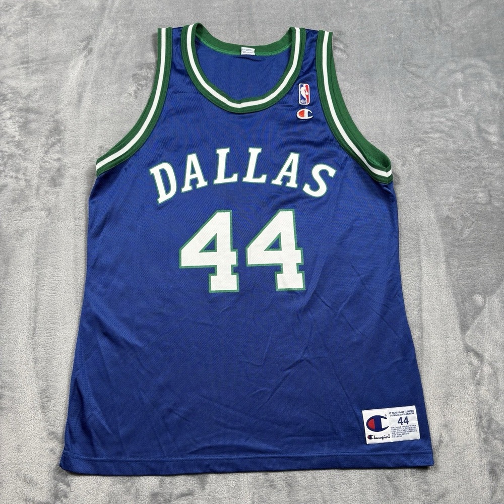 Vintage Champion Dallas Mavericks Shawn Bradley Jersey Mens Blue RARE Size 44